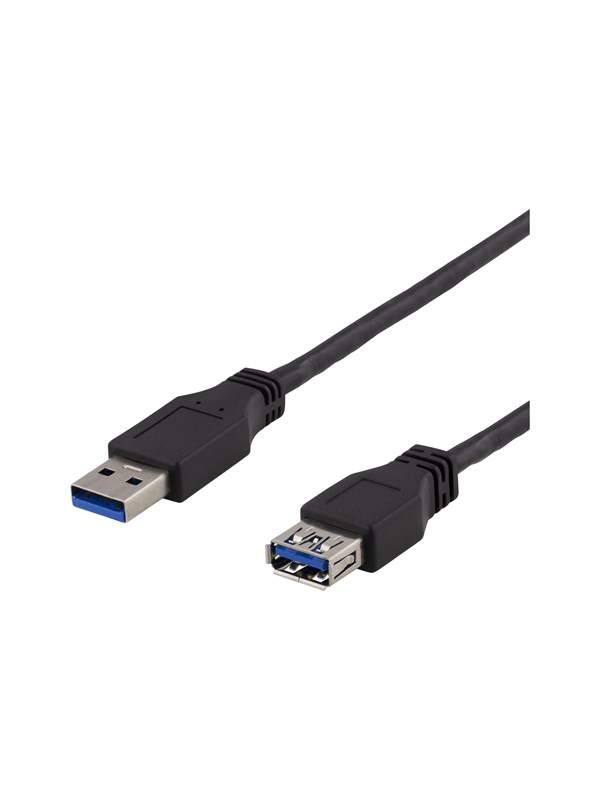 Produktfoto för DELTACO USB3-241 - USB-förlängningskabel - USB typ A (hona) till USB typ A (hane) - USB 3.1 Gen 1 - 1 m - svart