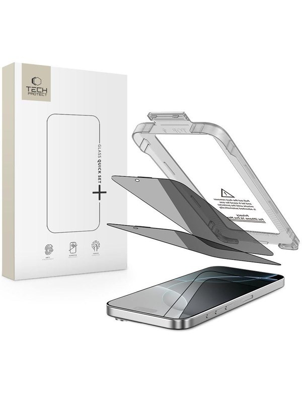 Tech-Protect  Quick Set Spy+ 2-pack Privacy Glass for iPhone 16 Pro
