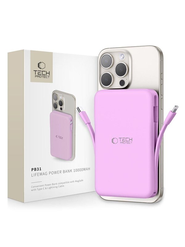 Tech-Protect Powerbank PB31 MagSafe 10000mAH - purple PowerBank - Purple - 10000 mAh