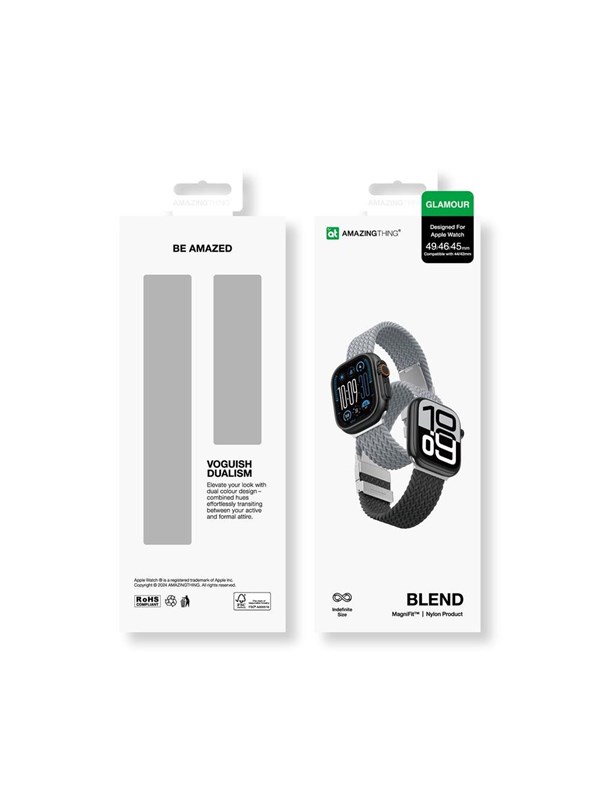 AmazingThing Blend Band 2-Pack for Apple Watch 45/46/49mm - Gray-Black/Gray