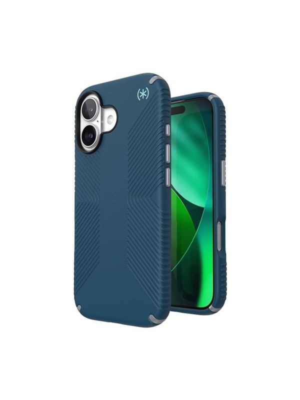 Speck Presidio2 Grip MagSafe - iPhone 17 Case - Deep Sea/Silver Metallic