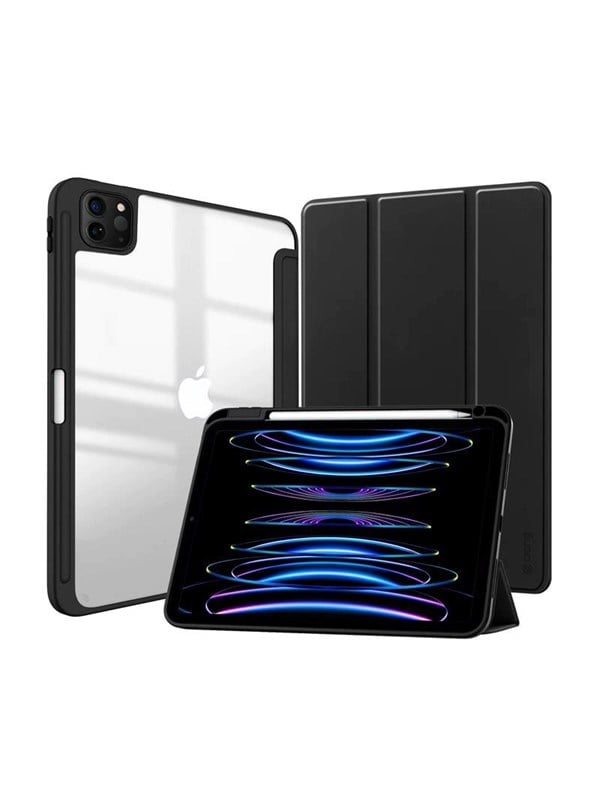 CRONG PrimeFolio - Case for iPad Air 11" (2026-2024) / iPad Air 10.9" (5th-4th gen.) / iPad Pro 11" (2022-2021) - Black/Clear