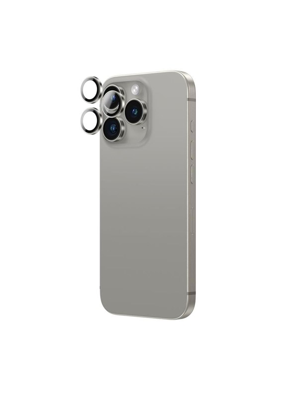 AmazingThing AR Aluminum 3 Lens Tempered Glass with Camera Lens Frame for iPhone 16 Pro / 16 Pro Max - Gray