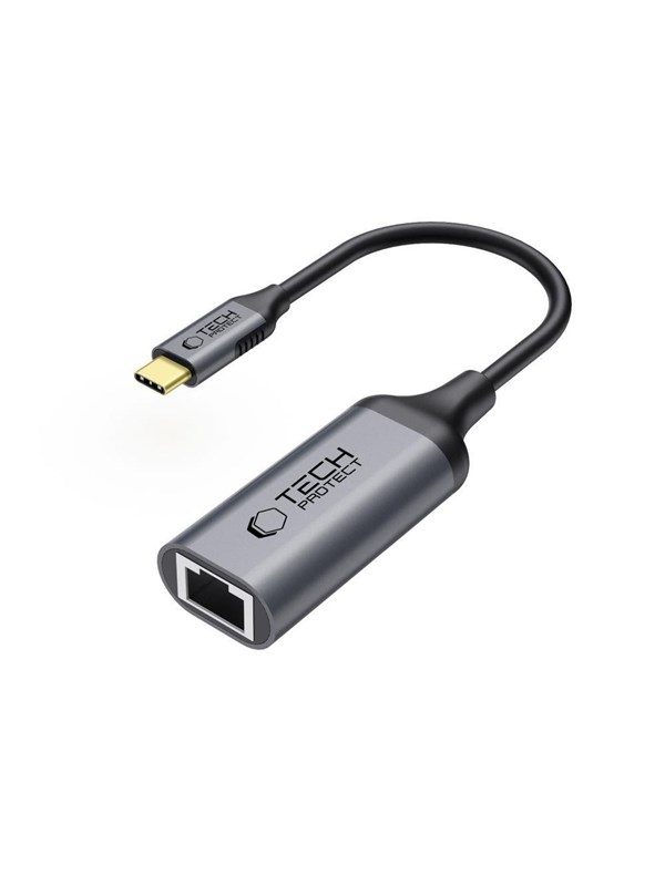 Tech-Protect UltraBoost USB-C to Ethernet RJ45 1000Mbps Adapter - Black