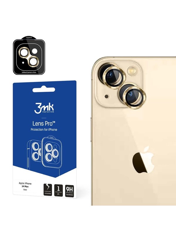 3mk Camera Glass for iPhone 14 Plus 9H for Lens Protection Pro Series Lens - Gold