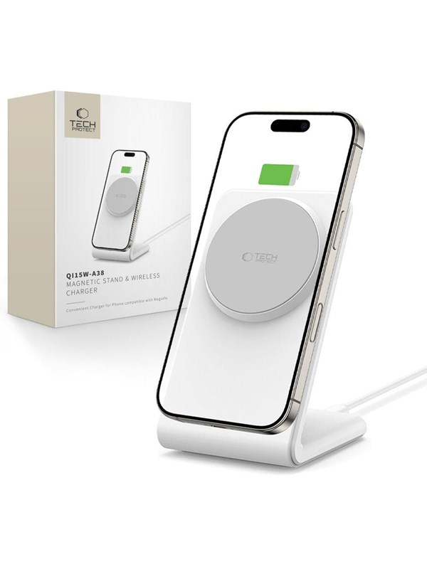 Produktfoto för Tech-Protect QI 15W-A38 Magsafe Trådlös Laddare Magnetic - Vit