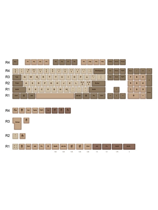 Ducky Boba - 132 Keycap Set - MDA Profile - PBT - Knappsats - Nordisk - Brun - Köp för SEK 389 - Spara 35%