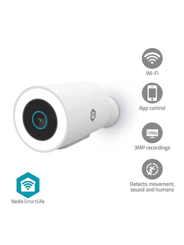 Nedis SmartLife Utomhus Kamera, Wi-Fi, MP3, Vit - Köp för SEK 549 - Spara 31%