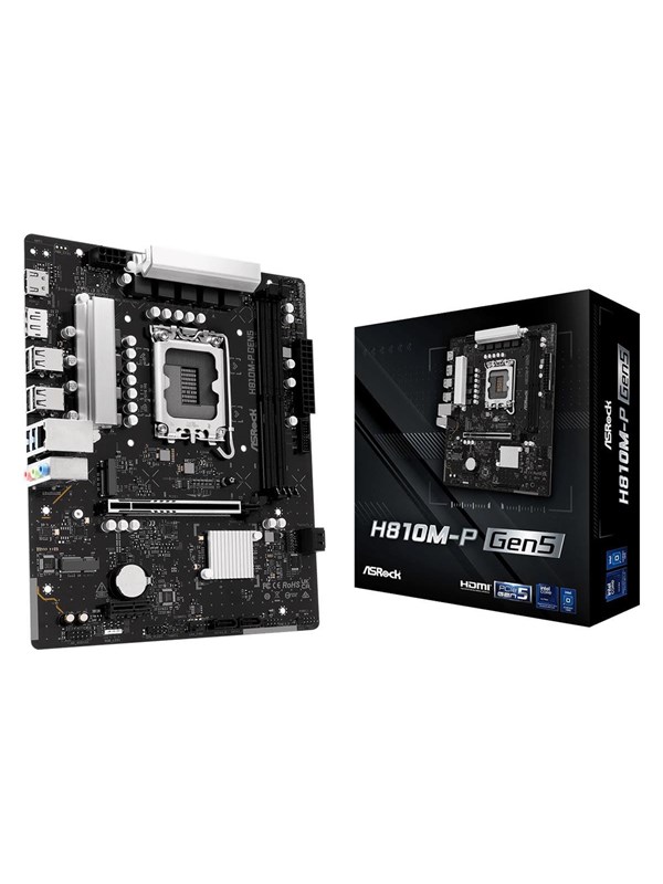 ASRock H810M-P Gen5 Moderkort - Intel H810 - Intel LGA1851 - DDR5 RAM - Micro-ATX