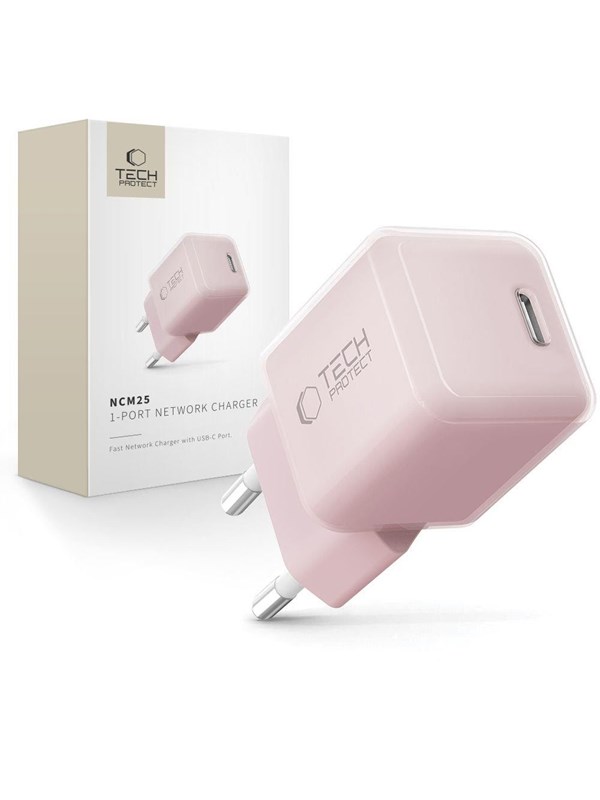 Produktfoto för Tech-Protect Väggladdare USB-C 25W - Baby Rosa