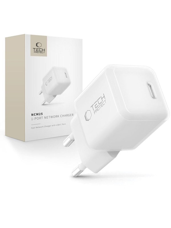 Produktfoto för Tech-Protect Väggladdare USB-C 25W - Vit