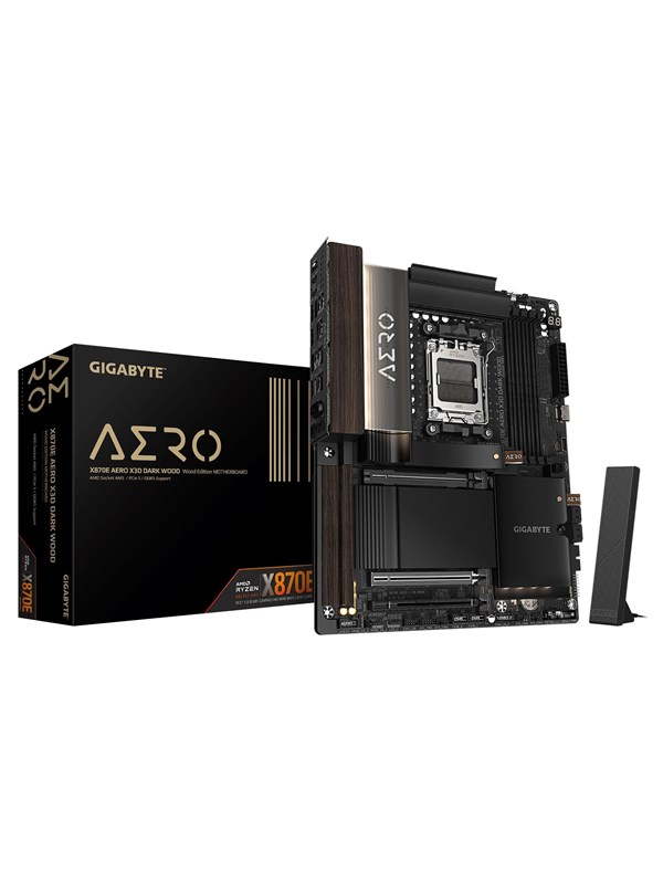 GIGABYTE X870E AERO X3D DARK WOOD Moderkort - AMD X870E - AMD AM5 - DDR5 RAM - ATX