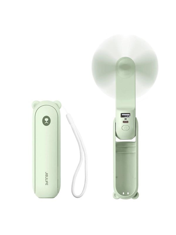 Jisulife Handheld Fan Life8 Plus Portable USB Fan with Power Bank Function 4500mAh and Flashlight - Green PowerBank - Gr&ouml;n - 4500 mAh
