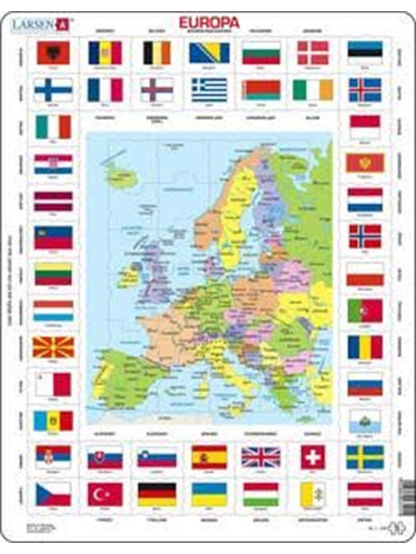 Larsen Puzzles Puzzle Map/flag - Europe - 70 pieces Maxi (36.5x28.5 cm) 2D Pussel