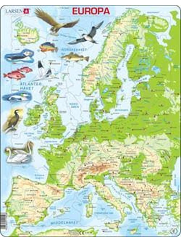 Larsen Puzzles Puzzle Europe Physical Standing - 87 pieces Maxi (36.5x28.5 cm) 2D Pussel