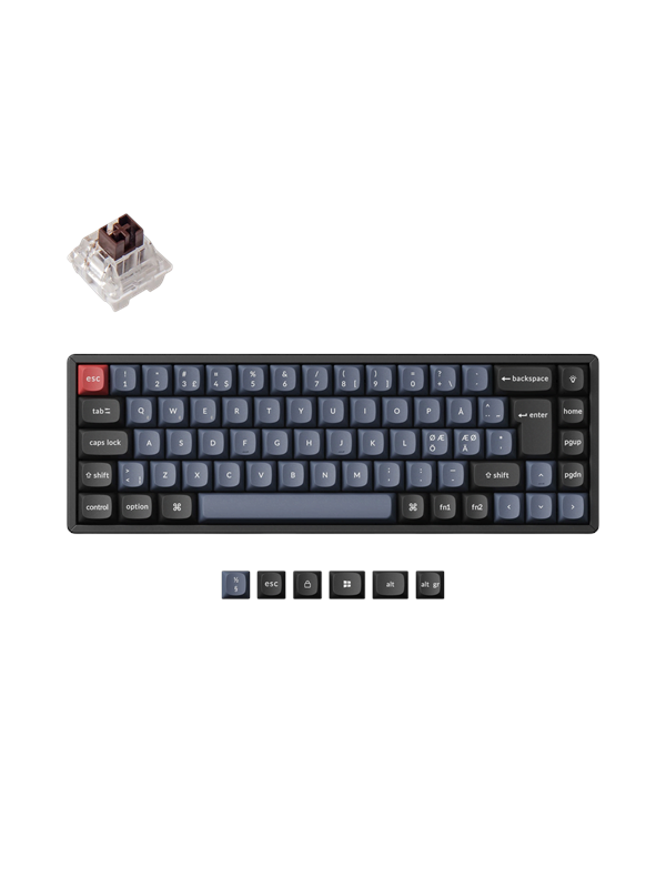 Keychron K6 Pro QMK/VIA Wireless RGB Hot Swap K Pro Brown - Gaming Keyboard - Utan numpad - Nordisk - Svart