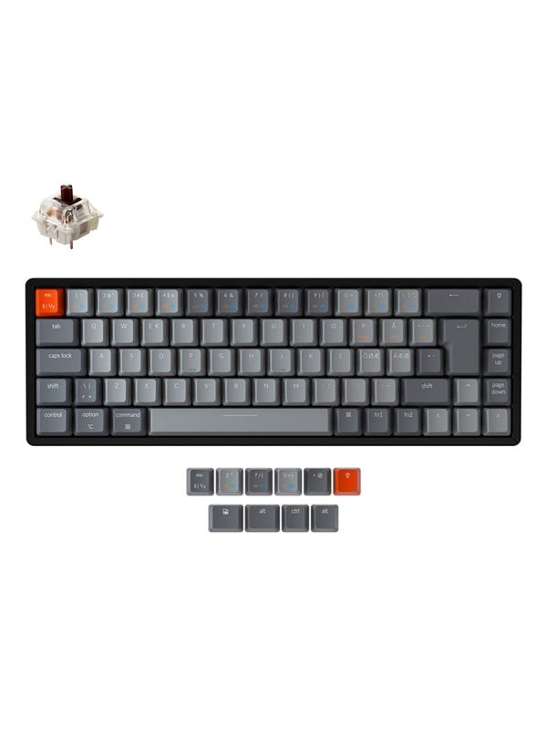 Keychron K6 RGB Aluminium Wireless Hot Swap Gateron Brown - Gaming Keyboard - Utan numpad - Nordisk - Svart