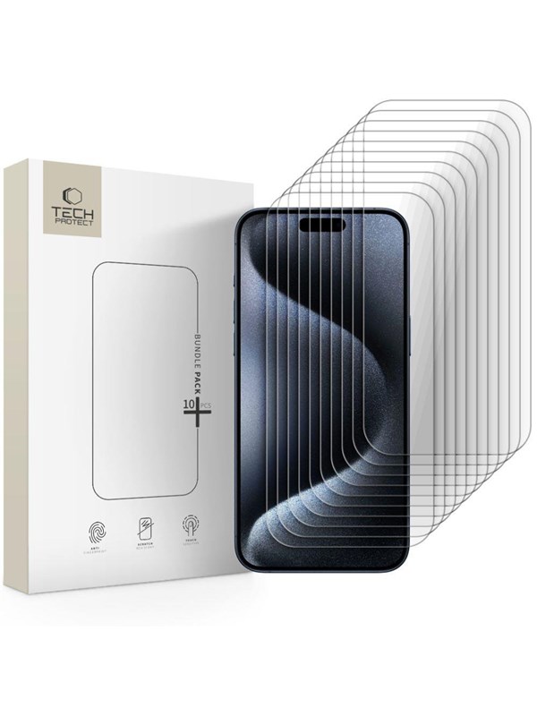 Tech-Protect Glass  Bundle 10-pack for iPhone 15 Pro Max