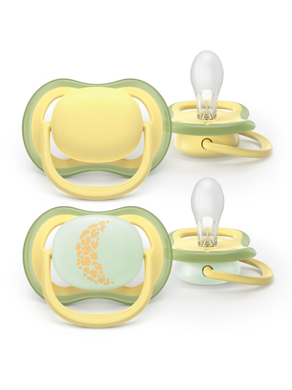 Philips Avent Pacifier ultra air nighttime 2 pack 18+ mdr. gul/gul