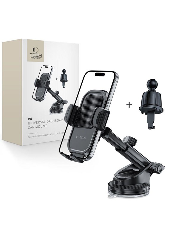 Tech-Protect V8 Car Mount for Dashboard Window or Air Vent Grille - Black