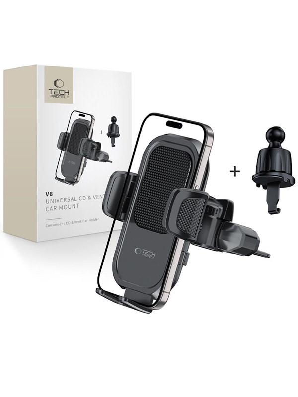 Produktfoto för Tech-Protect Bilhållare Till Ventgaller Och Universel CD V8 - Svart