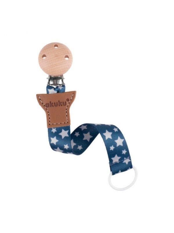 Akuku The soother band with clip SILVER STARS
