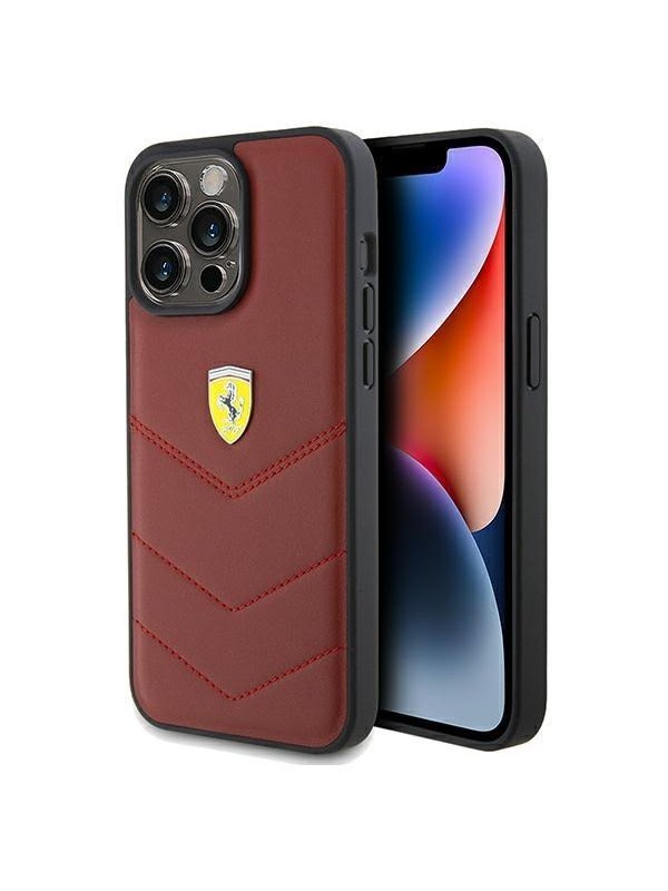 Produktfoto för Ferrari iPhone 15 Pro Max Mobilskal Läder Stitched Lines