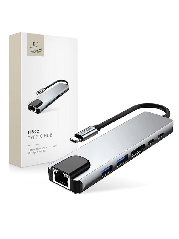 Produktfoto för Tech-Protect HB02 6in1 Hub Adapter - Space Grå
