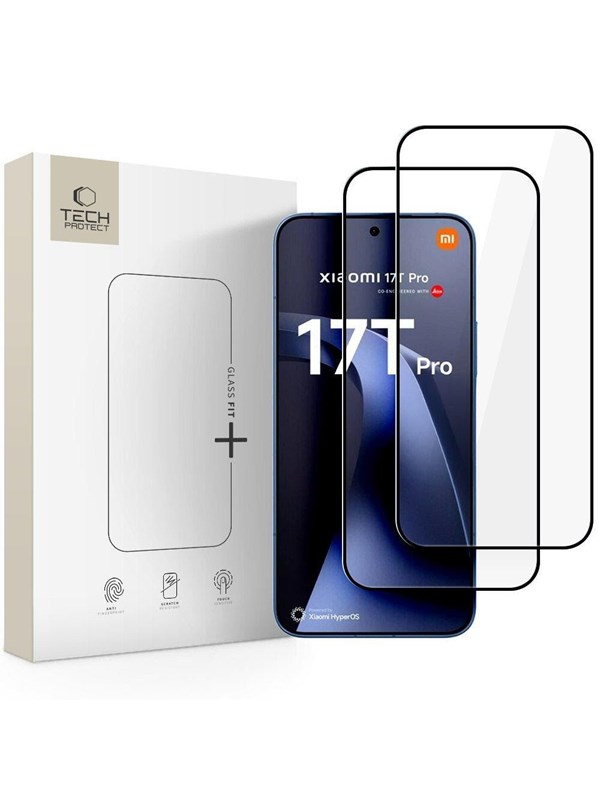 Tech-Protect Glass Fit+ 2-Pack Tempered Glass for Xiaomi 17T Pro - Black
