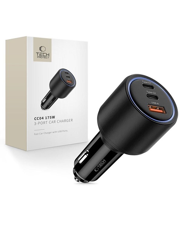 Produktfoto för Tech Protect Billaddare 175W - Svart