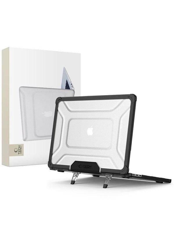 Tech-Protect SmartShell Pro Case for MacBook Air 13" 2023-2025 M2 / M3 / M4 - Clear Black