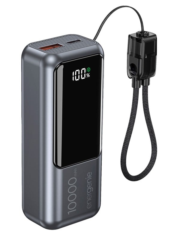 Gembird 20 W Compact fast charging power bank with LCD display PowerBank - Grey - 10000 mAh