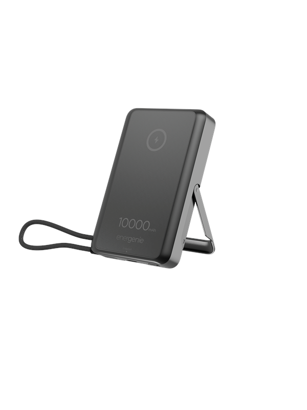 Gembird 15 W Magnetic wireless powerbank with integrated stand PowerBank - Svart - 10000 mAh
