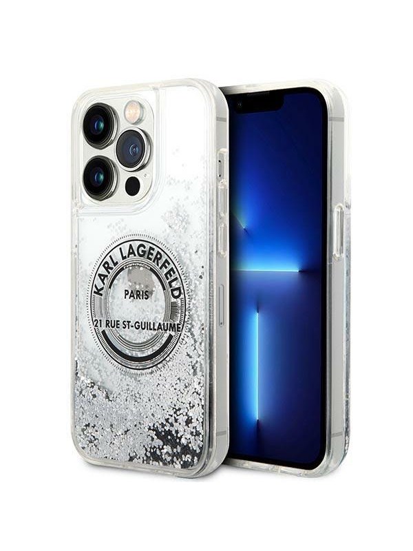 Produktfoto för Karl Lagerfeld iPhone 14 Pro Skal Liquid Glitter RSG - Silver