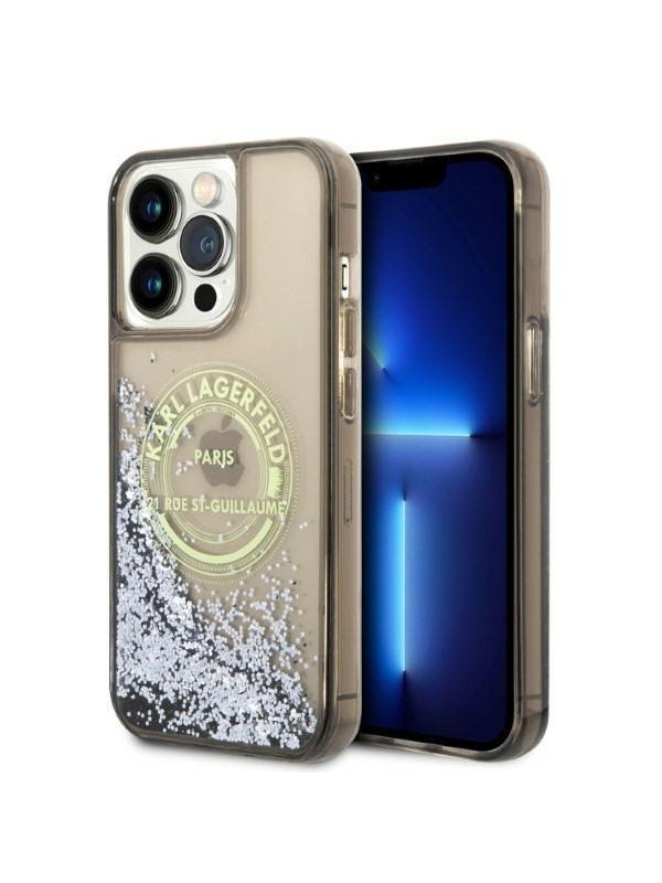 Karl Lagerfeld Liquid Glitter RSG case for iPhone 14 Pro Max - black