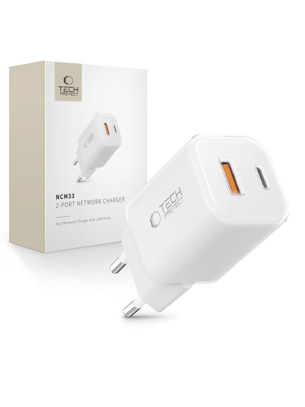 Tech-Protect NCM33W 2-Port Charger PD33W/QC3.0 - White