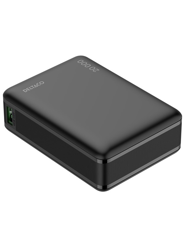 Deltaco PB-C1012 Powerbank  PD 65W  1x USB-C + 1x USB-A  Black - 20000 mAh