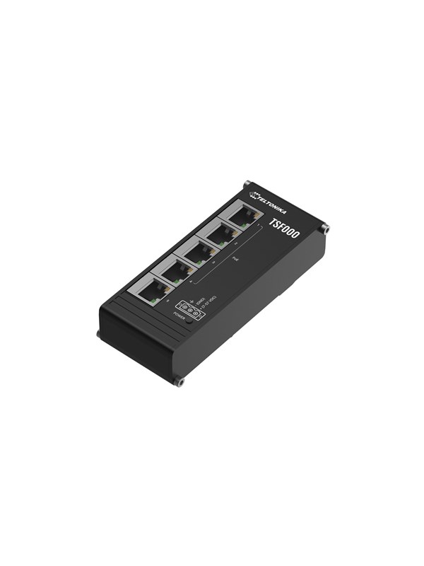 Produktfoto för Teltonika TSF000 - Switch - ostyrd - 5 x 10/100 (4 PoE+) - DIN-skenmonterbar - PoE+ (120 W)