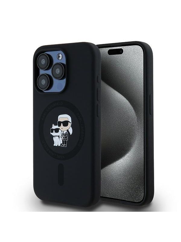 Produktfoto för Karl Lagerfeld iPhone 15 Pro Mobilskal Magsafe Silikon - Svart