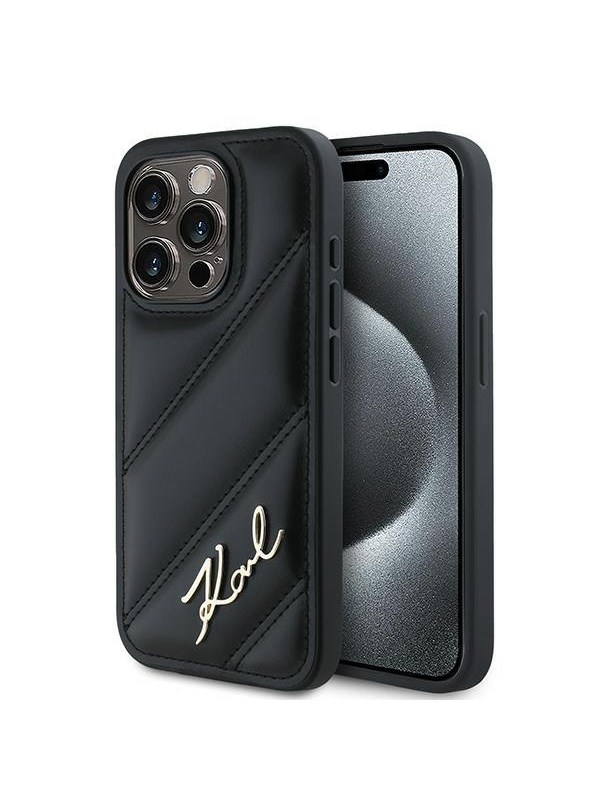 Produktfoto för Karl Lagerfeld iPhone 15 Pro Mobilskal Quilted Script - Svart