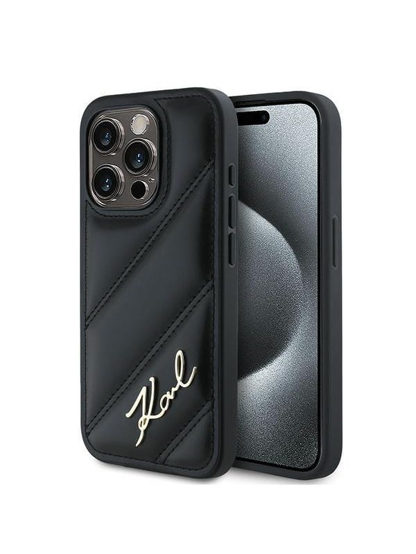Produktfoto för Karl Lagerfeld iPhone 15 Pro Max Mobilskal Quilted Script - Svart