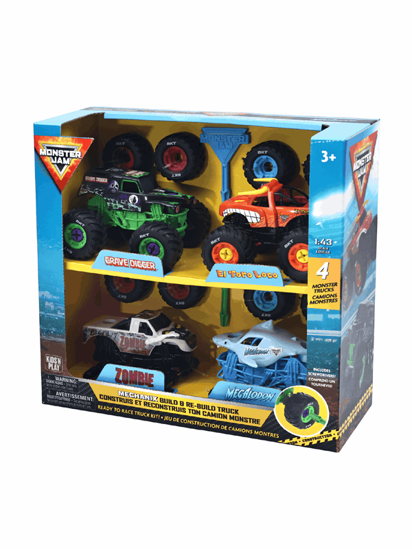 Monster Jam Mechanix 1:43 Build N ReBuild  4 pk