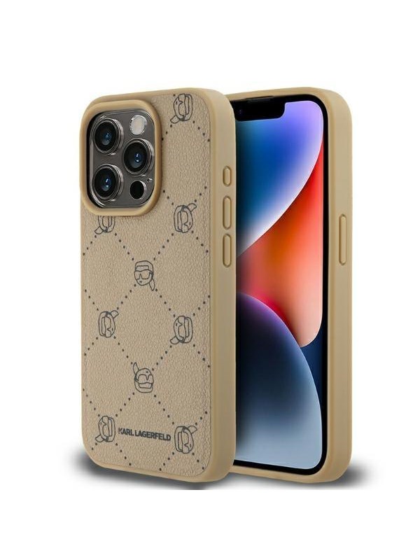 Produktfoto för Karl Lagerfeld iPhone 15 Pro Max Mobilskal MagSafe Karl Heads - Beige