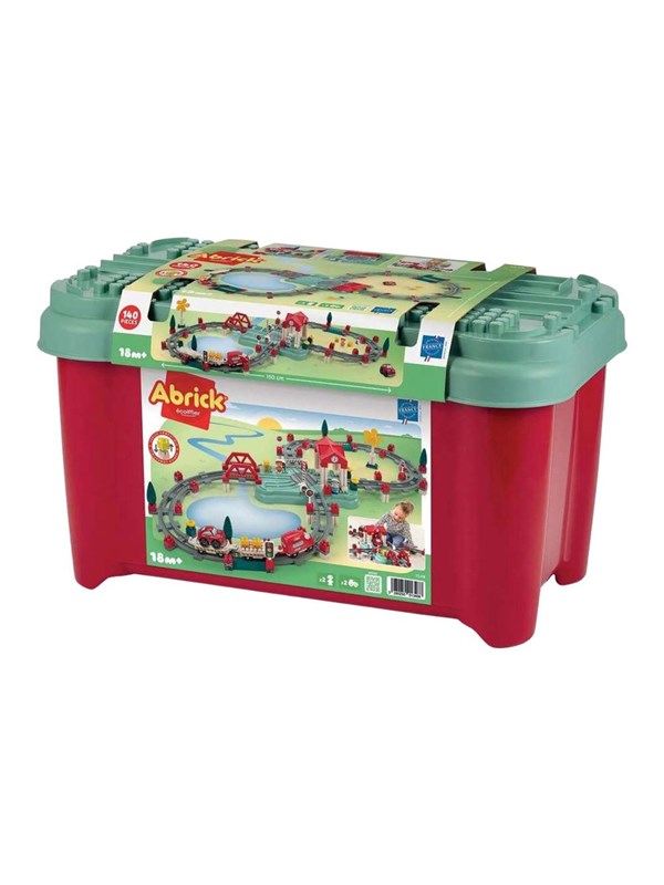 Abrick Ecoiffier Train Track Construction Set - Station and Accessories - 140 pcs.