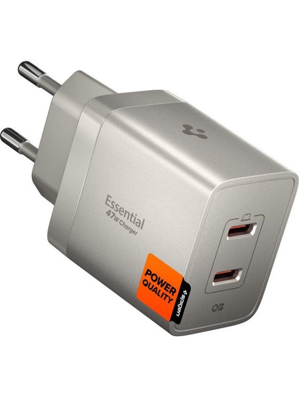 Spigen Essential 47W Wall Charger | 2x USB-C | Natural Titanium