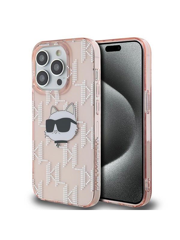 Karl Lagerfeld IML Choupette Head &amp; Monogram case for iPhone 13 Pro / 13 - pink