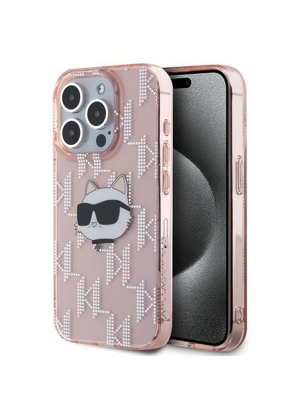 Karl Lagerfeld IML Choupette Head &amp; Monogram case for iPhone 15 Pro - pink