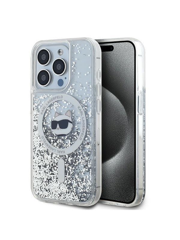 Karl Lagerfeld Liquid Glitter Choupette Head MagSafe case for iPhone 13 Pro Max - transparent