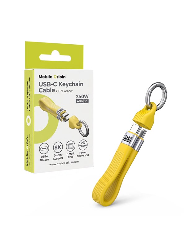 Mobile Origin CB17 240W 40Gbps 8K USB-C Keychain Cable - Yellow - Köp för SEK 99 - Spara 47%
