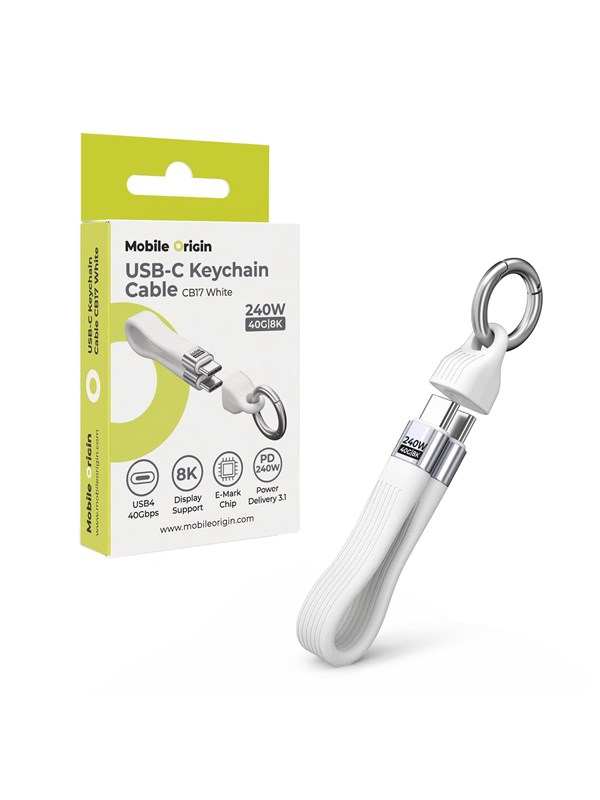 Mobile Origin CB17 240W 40Gbps 8K USB-C Keychain Cable - White - Köp för SEK 99 - Spara 47%